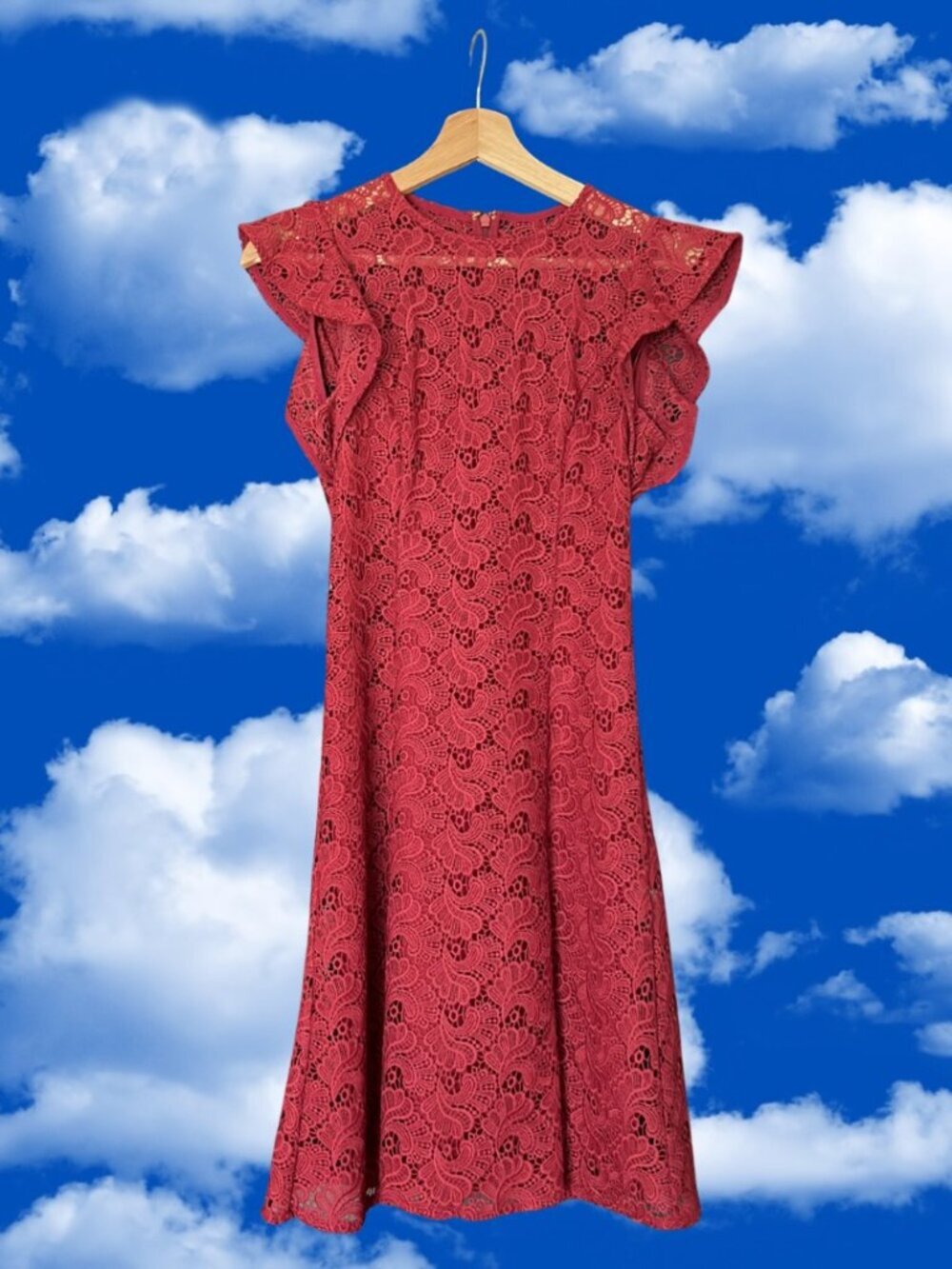 Michael Kors Burgundy Lace Flared-Sleeve Dress Size XS GREAT CONDITION